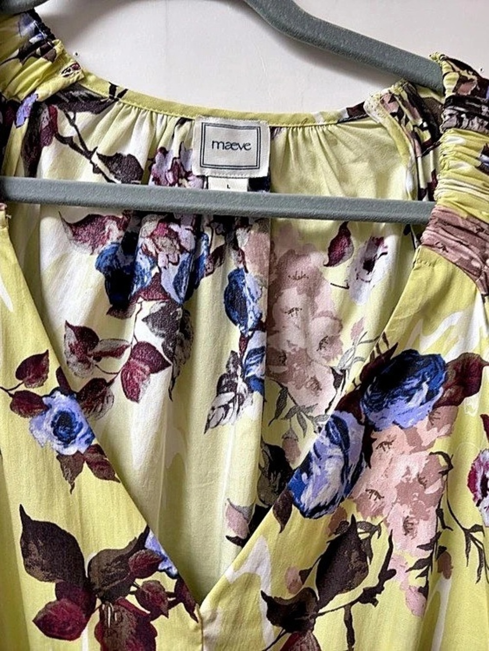 maeve Floral Mini Dress in Yellow & Purple Like New